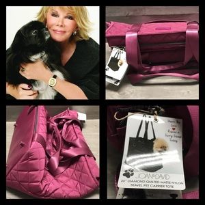 NWT Joan Rivers Quilted Nylon Travel Pet Double Strap Burgundy 20” MSRP $290